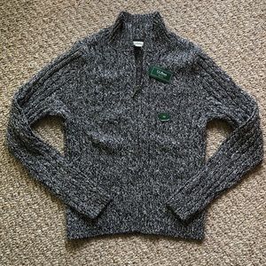LL Bean cable knit full zip sweater